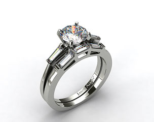 18k White Gold Tapered Baguette Diamond Wedding Set